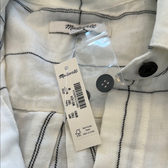 Madewell Easy Y-Neck Button-Up Shirt Size Medium - Picture 6 of 11